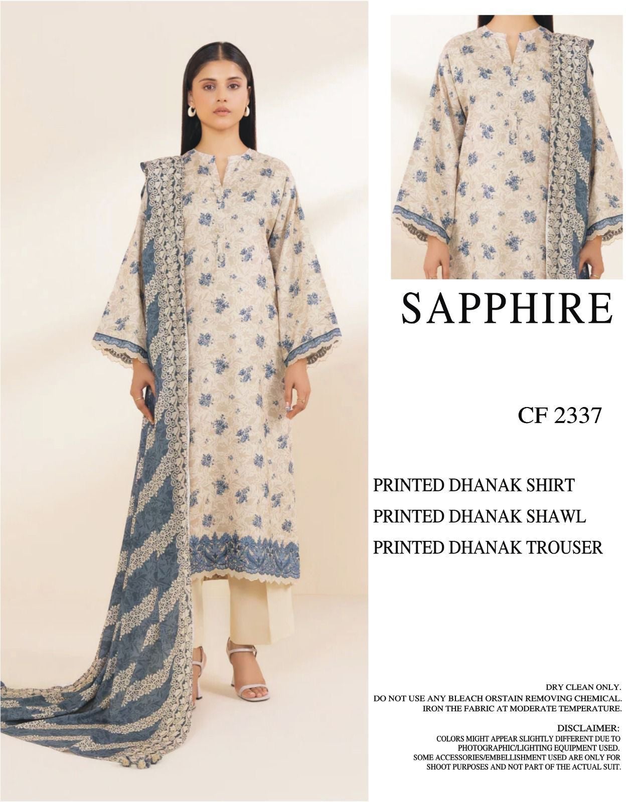 SAPPHIRE DHANAK UNSTITCHED PRINTED 3PC