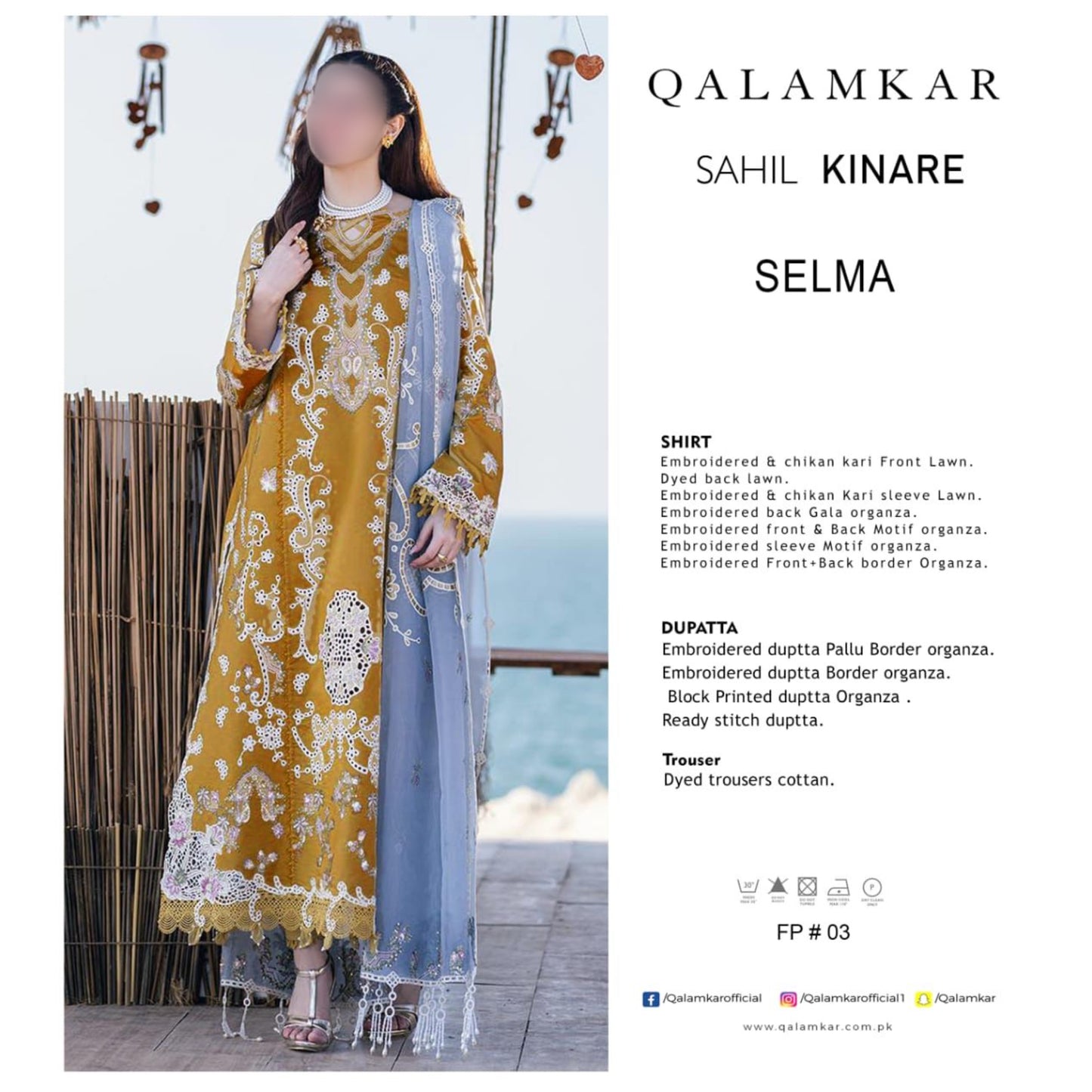 QALAMKAR LAWN UNSTITCHED EMB 3PC