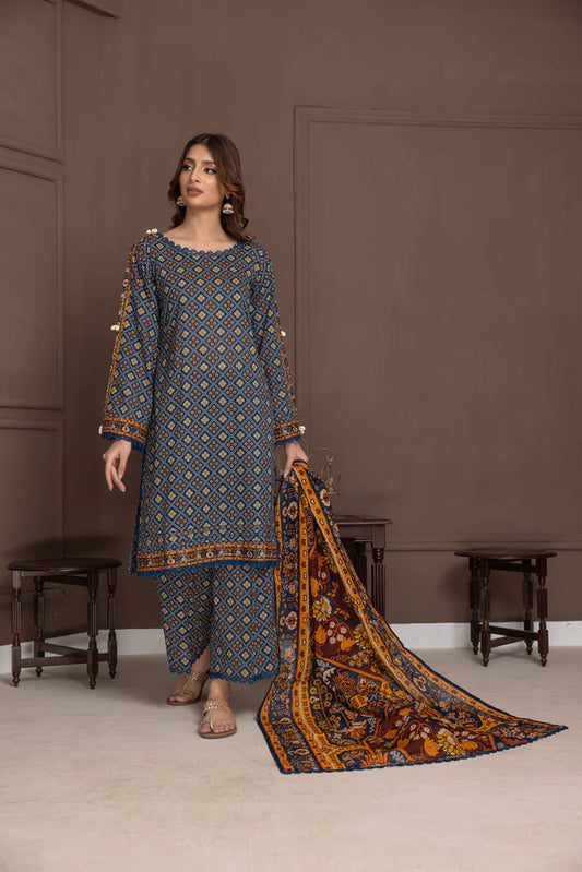 NISHAT KHADDAR UNSTICH PRINTED 3PC