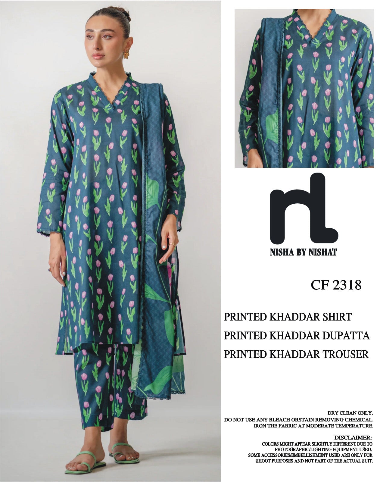 NISHAT KHADDAR UNSTICH PRINTED 3PC