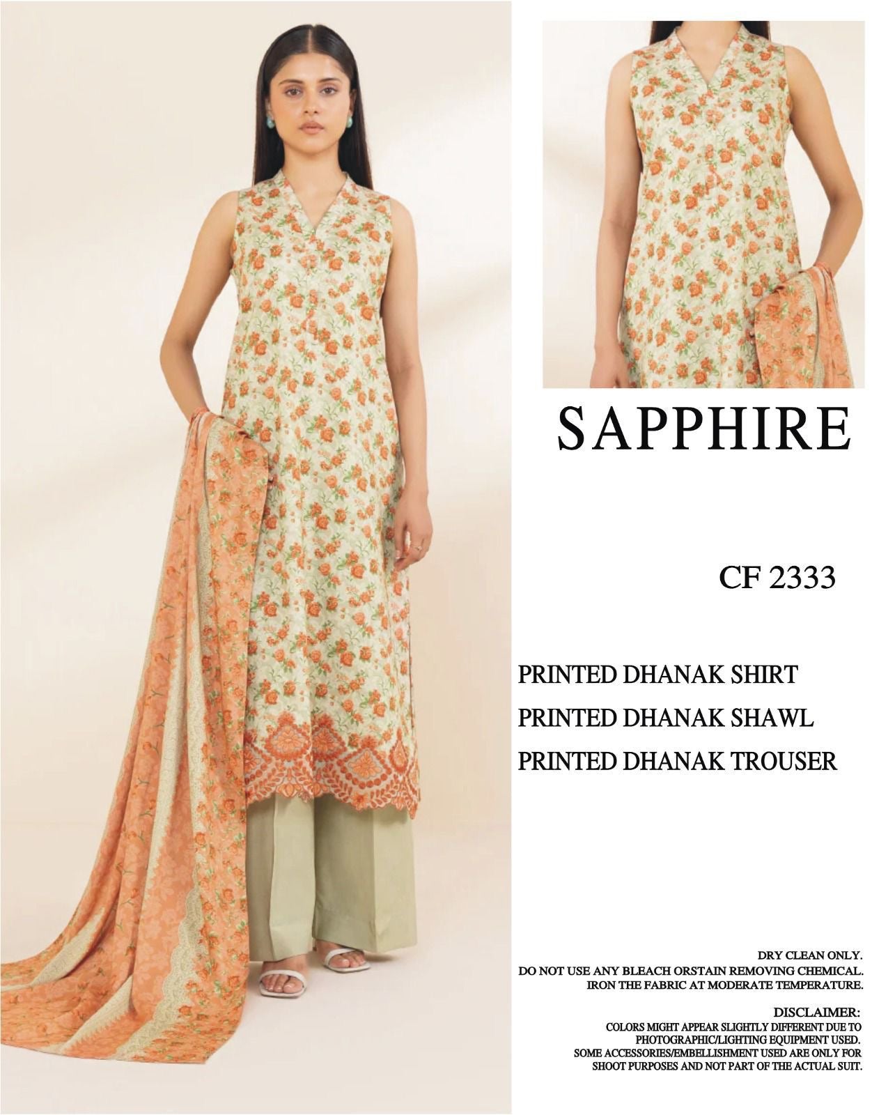 SAPPHIRE DHANAK UNSTITCHED PRINTED 3PC