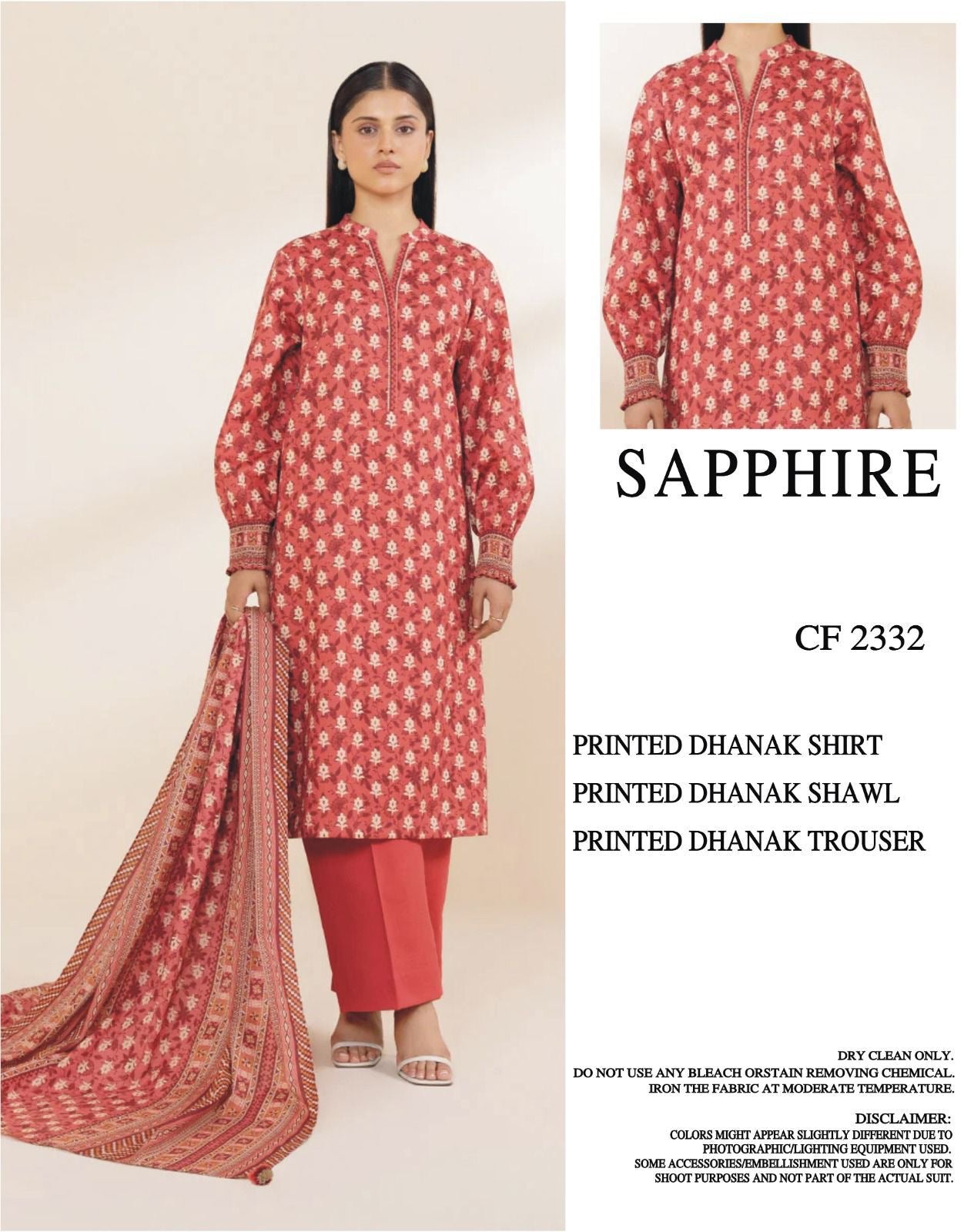 SAPPHIRE DHANAK UNSTITCHED PRINTED 3PC