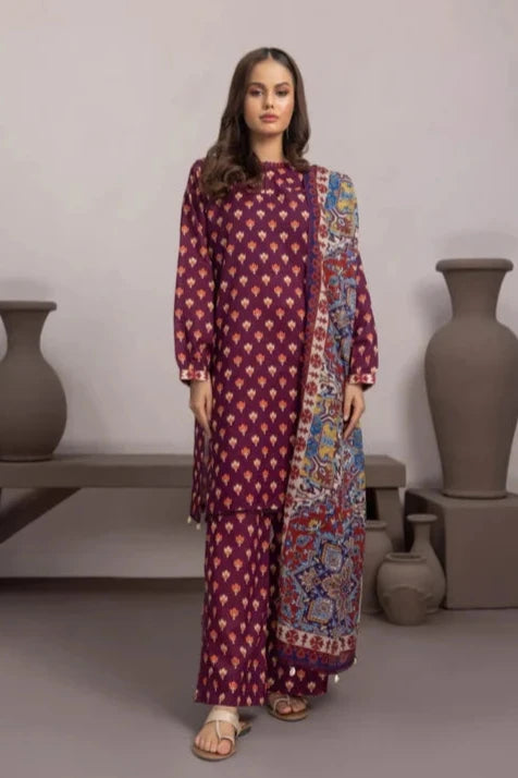 NISHAT KHADDAR UNSTICH PRINTED 3PC