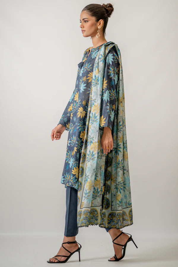 NISHAT KHADDAR UNSTICH PRINTED 3PC